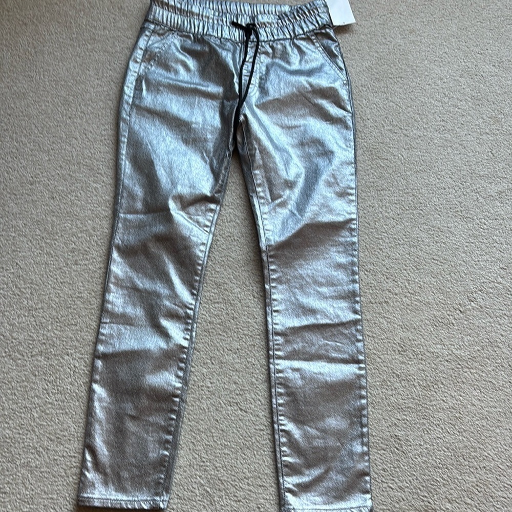NWT Juicy Couture Easy Skinny Drawstring Metallic Pants Joggers 26